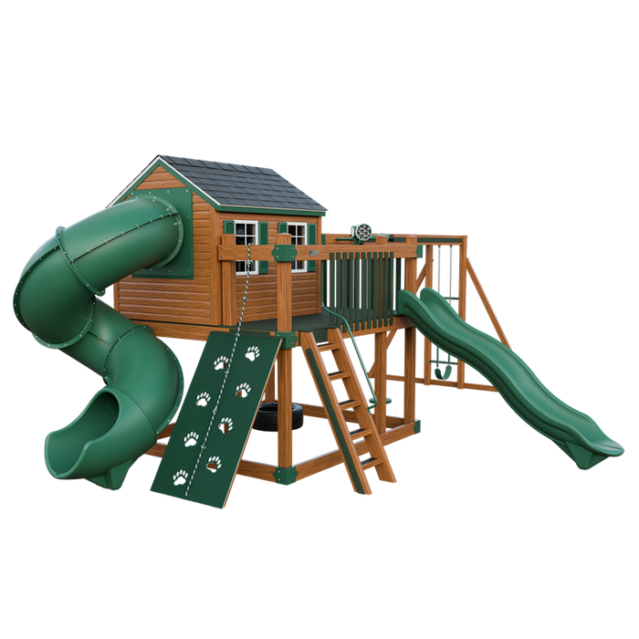 Swing Kingdom Cabin Deluxe Swing Set