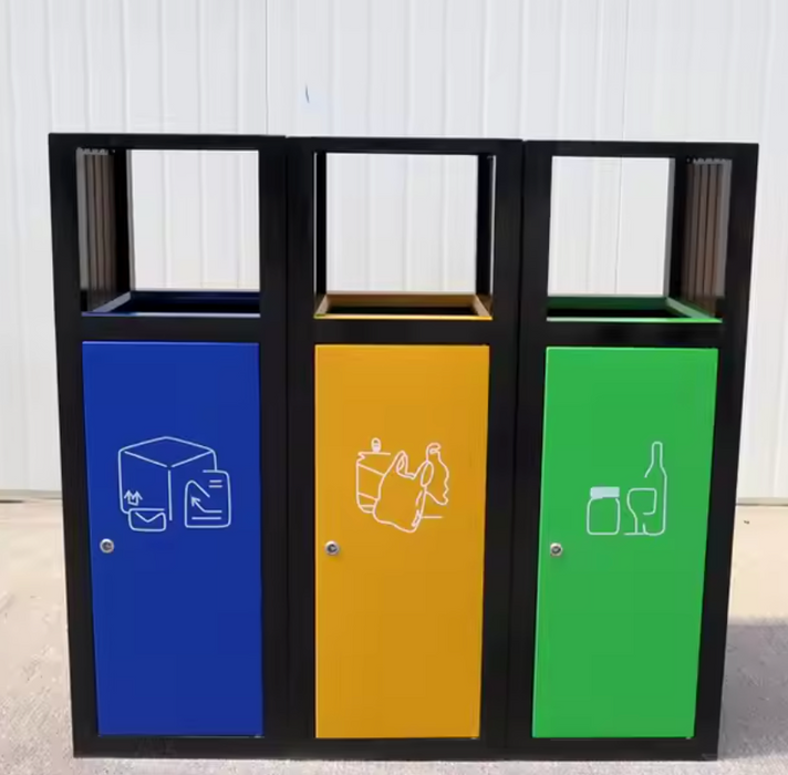 Colorful 3 Part Trash Can