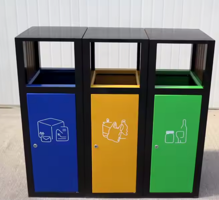 Colorful 3 Part Trash Can